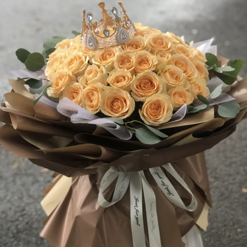 99朵香槟玫瑰花束长春鲜花速递配送实体鲜花店节日生日祝福送花