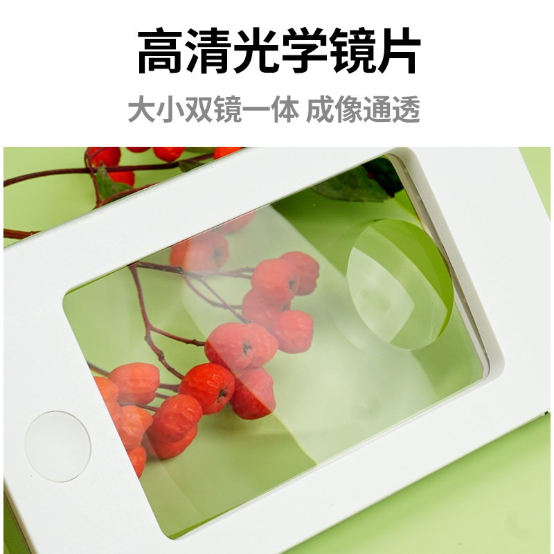 手持式放大镜5倍老人阅读专用高清看手机方形带led灯卡片式便携式