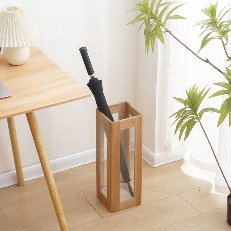 雨伞收纳架家用门口伞桶商用酒店大容量雨伞架中式实木雨伞收纳桶