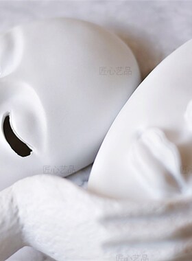 纯白色面具人脸谱创意树脂抽象艺术客厅卧室家居办公书房人脸摆件