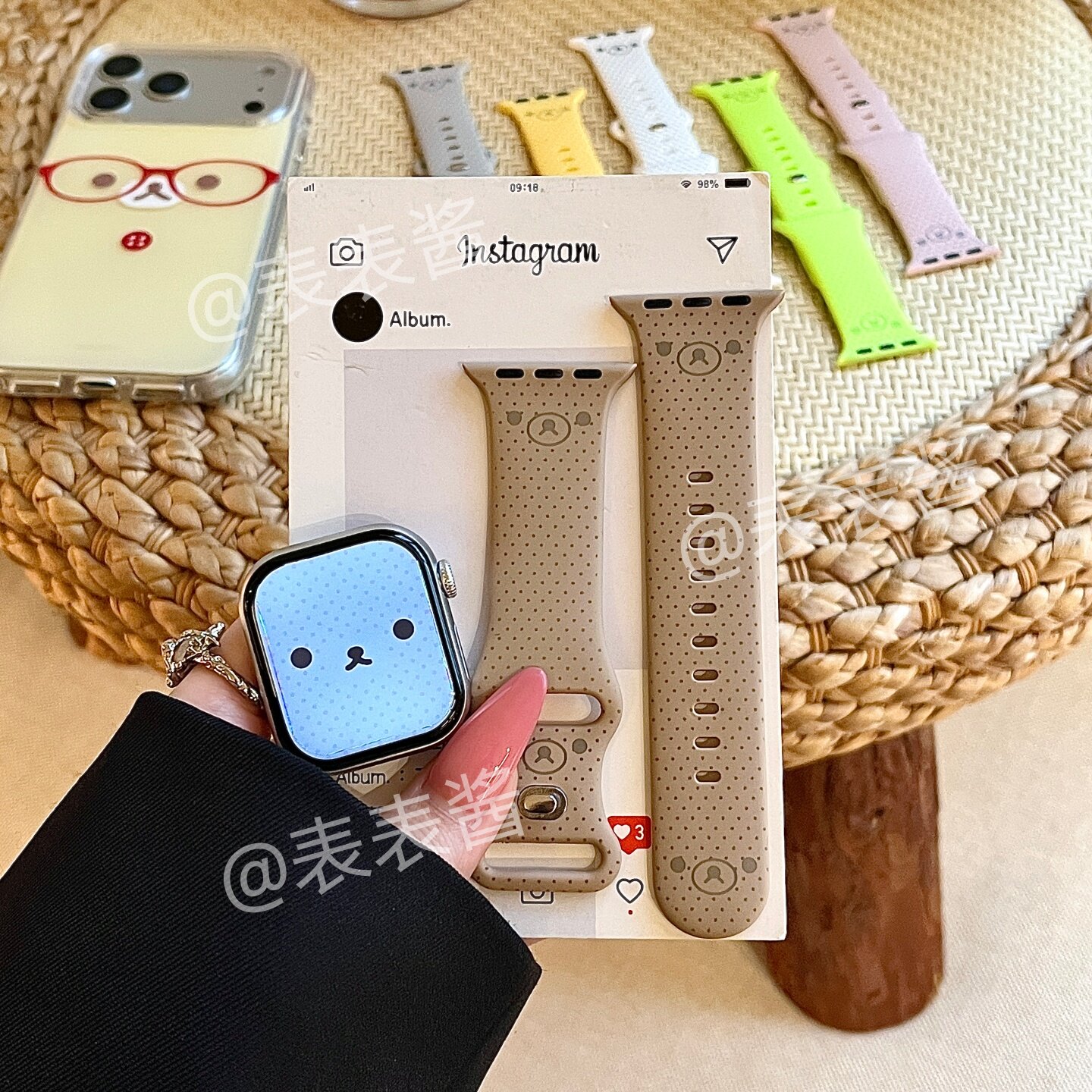 ins波点轻松熊适用iwatchs11/10苹果手表表带SE硅胶ApplewatchS9图片
