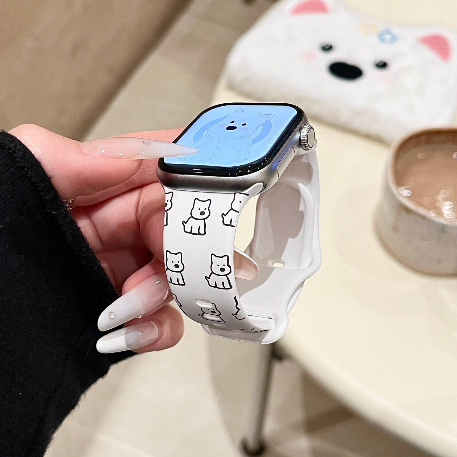 卡通西高地适用苹果手表表带iwatchS11/10/9硅胶Apple/2ultra白SE