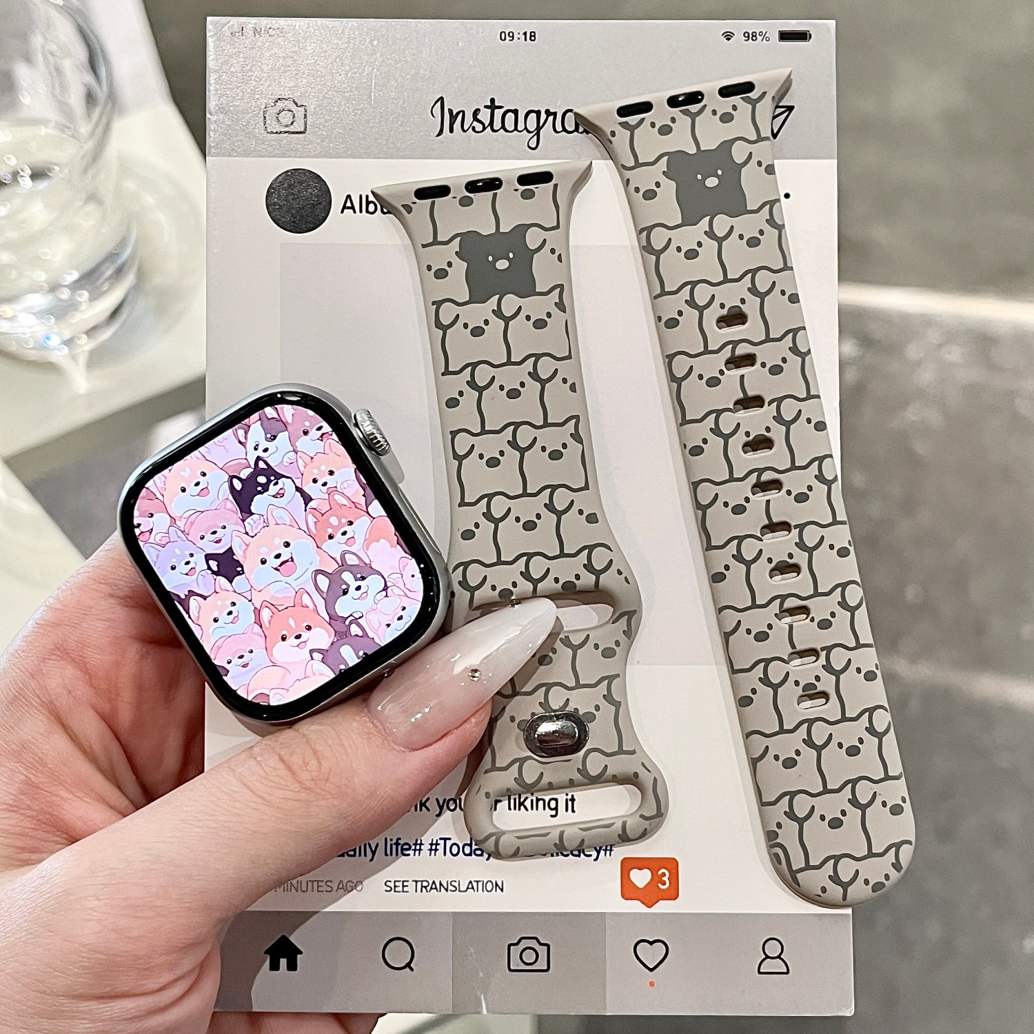 叠叠乐狗适用苹果手表表带iwatchS11/10/9硅胶Apple可爱2ultra/SE