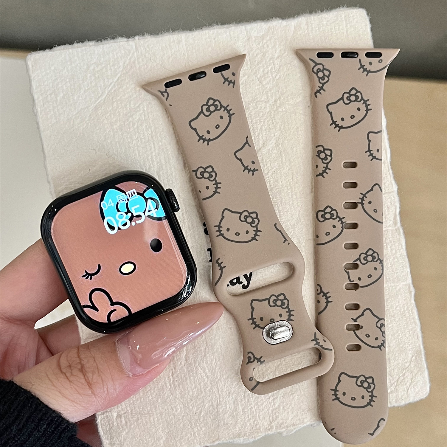 Kitty猫适用苹果手表表带iwatchS11/10/9硅胶Apple/2ultra可爱SE