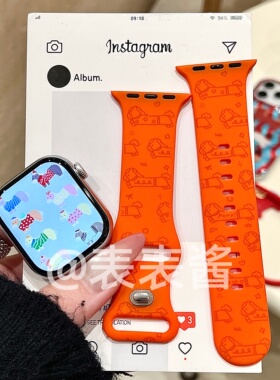 可爱腊肠马适用苹果手表表带iwatchs11/s10/s9硅胶Apple/Ultra3/2