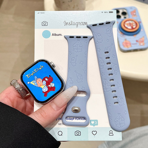 治愈星星人适用苹果手表表带iwatchs11/10/9硅胶Apple/Ultra蓝SE