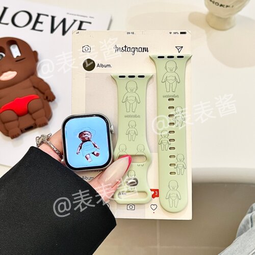 简约娜塔莎适用iwatchs11/10苹果手表表带SE硅胶Applewatchs9/8/7