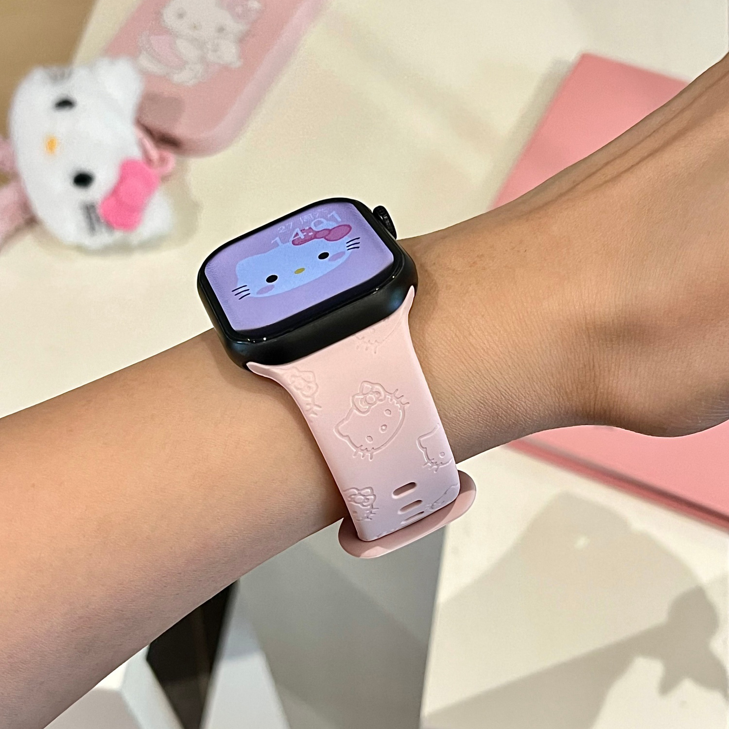 可爱Kitty适用苹果手表表带iwatchS11/10/9硅胶Apple粉2ultra/SE