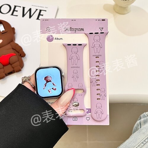 搞怪娜塔莎适用iwatchs11/10苹果手表表带SE硅胶Applewatchs9/8/7