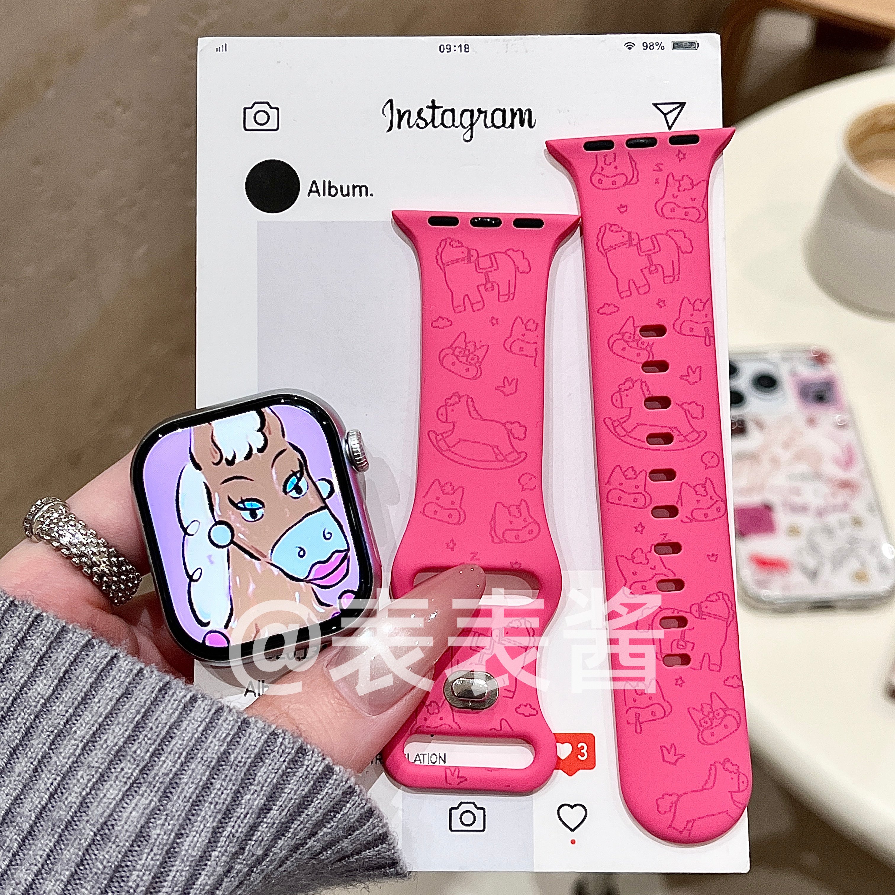 卡通创意搞怪马适用苹果手表表带iwatchs11/s10硅胶Apple/Ultra3,智能设备,智能手表手环表带/腕带,淘宝优惠券,粉丝福利购,淘宝优惠卷