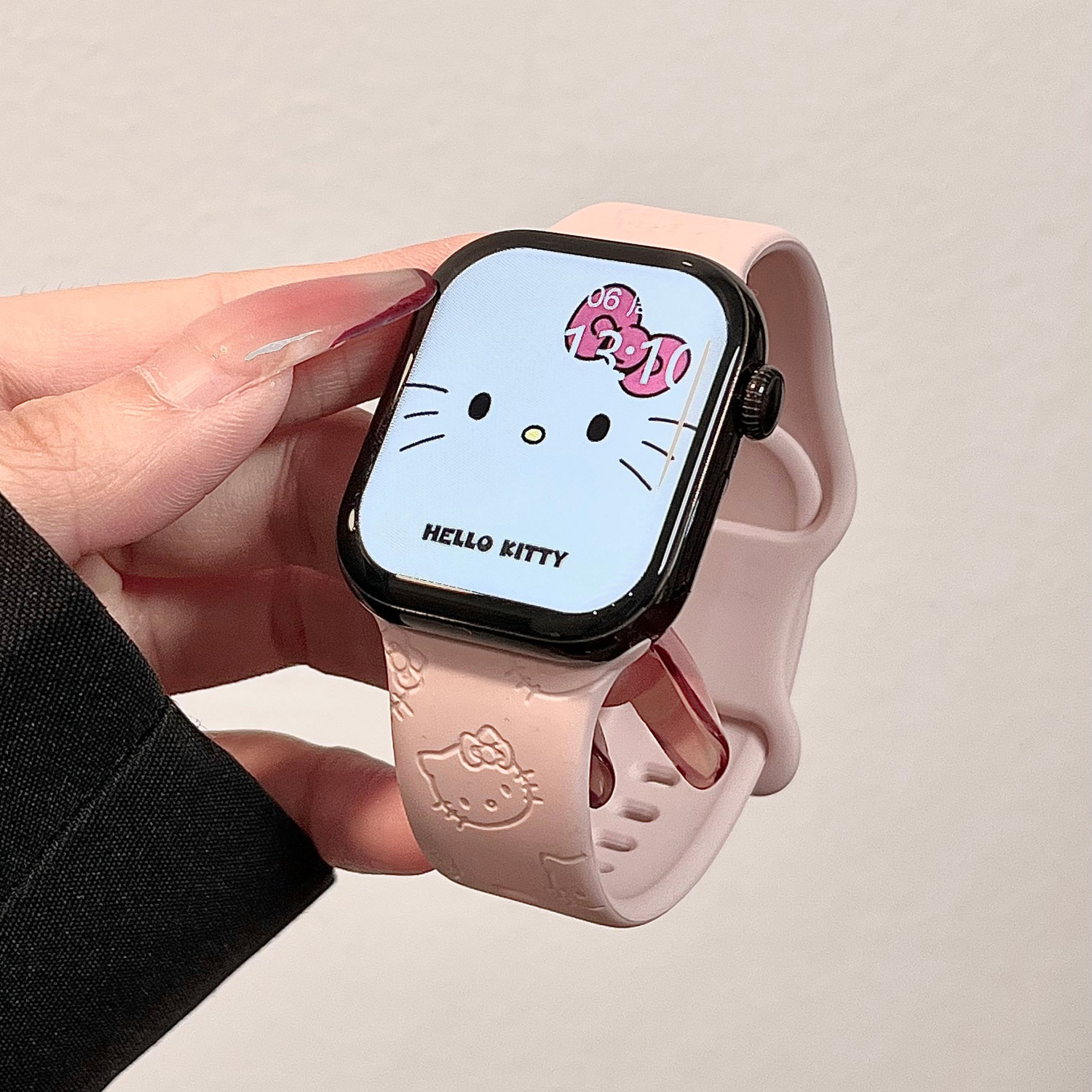 卡通Kitty适用苹果手表表带iwatchS11/10/9硅胶Apple/2ultra粉SE