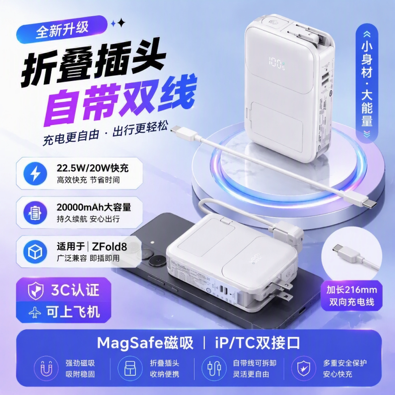 适用三星ZFold8磁吸充电宝