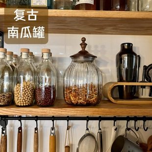 复古木盖玻璃密封罐大容量高档茶叶罐陈皮储存罐厨房杂粮收纳罐