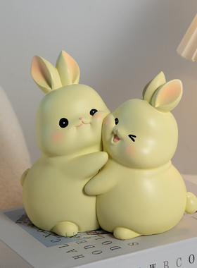 创意兔子书档假书摆件家居装x饰品书架客厅电视柜儿童房间现代轻