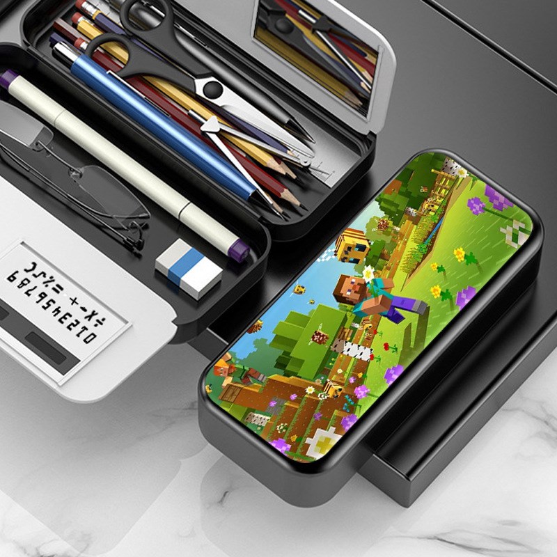 我的世界多功能学生文具盒男女生大容量小N学初中收纳盒笔盒笔袋