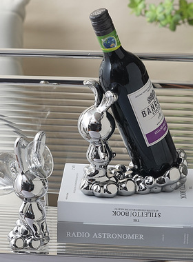 轻奢电镀高档兔j子红酒架摆件客厅饭厅酒柜电视柜装饰乔迁新居礼