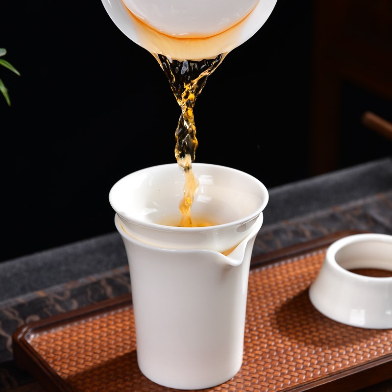 德化陶瓷 白瓷茶漏套组茶水分离全瓷茶滤过滤器功夫茶具配件茶隔