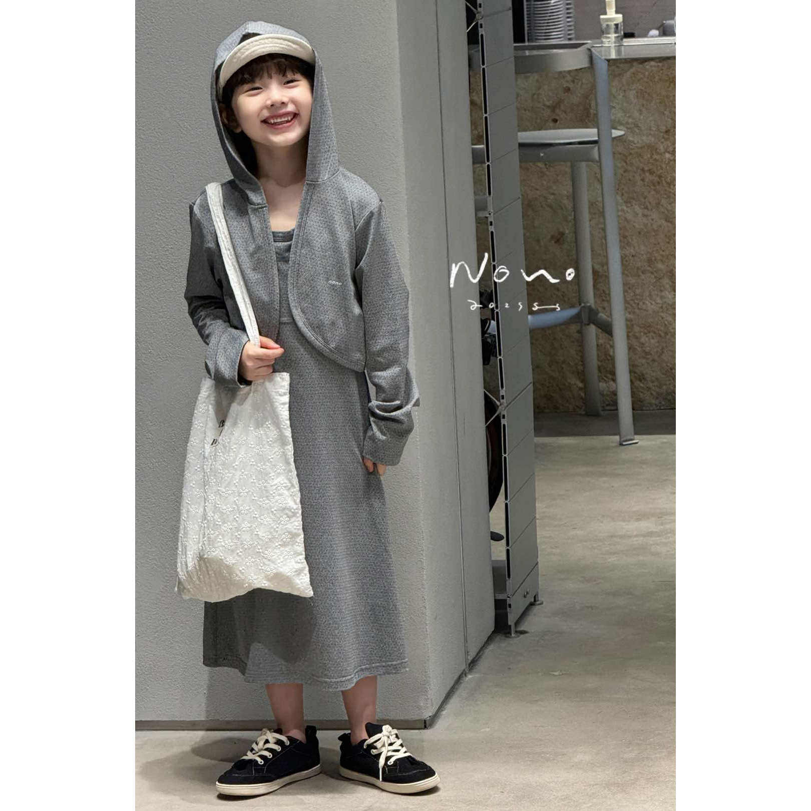 女童春秋韩版连帽外套连衣裙套装
