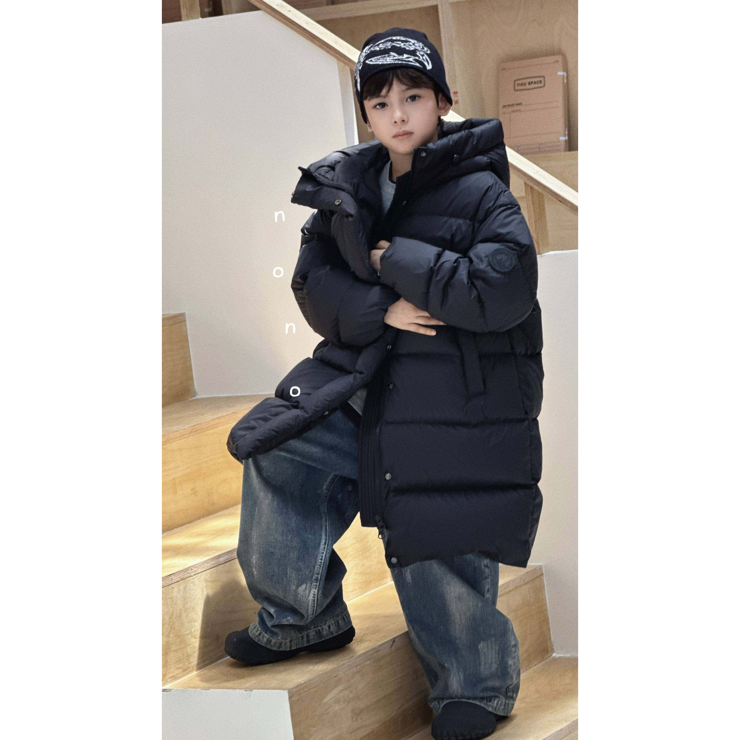 no&nokids连帽加厚童鹅绒羽绒服