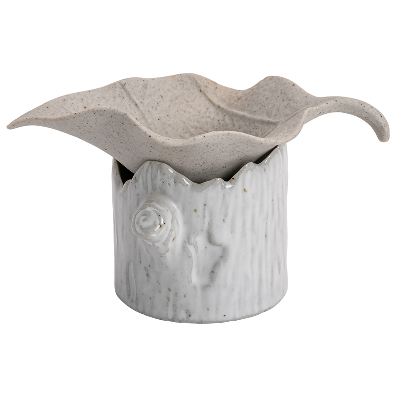 陶瓷一体树叶茶漏茶滤 茶叶过滤网树桩茶隔泡茶器滤茶器茶具漏斗