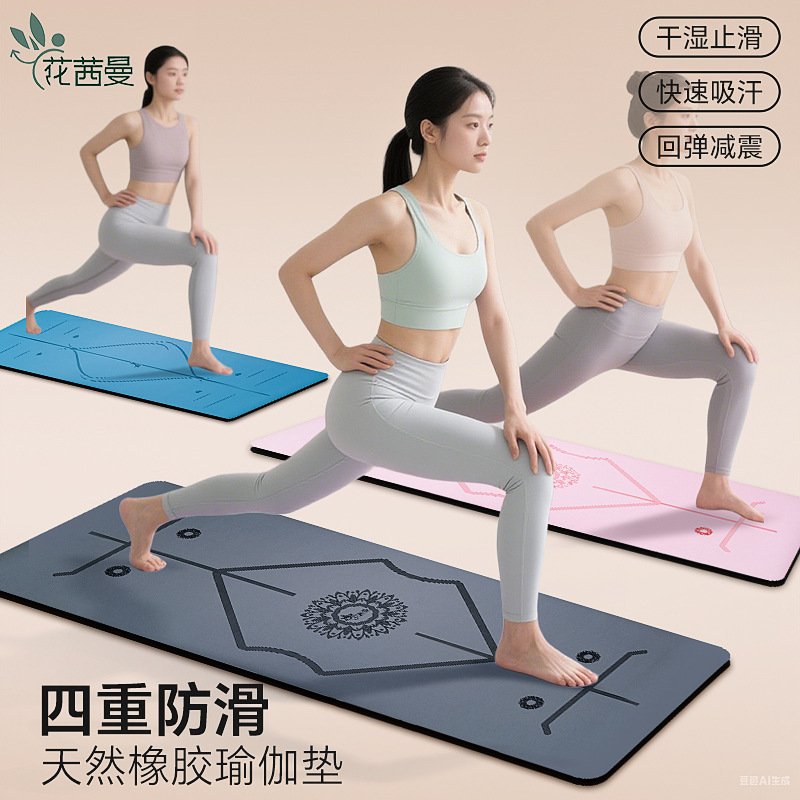 花茜曼引导线瑜伽垫防滑天然橡胶