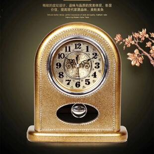 摆件卧室创意摇摆复古台式 客厅桌面美式 小型钟表S家用座钟电子时