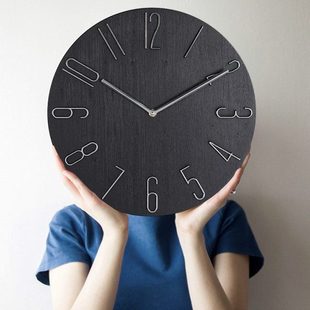 北欧无框挂钟客厅家用时尚 饰指针 现代简约个性 创意卧室静音数字装