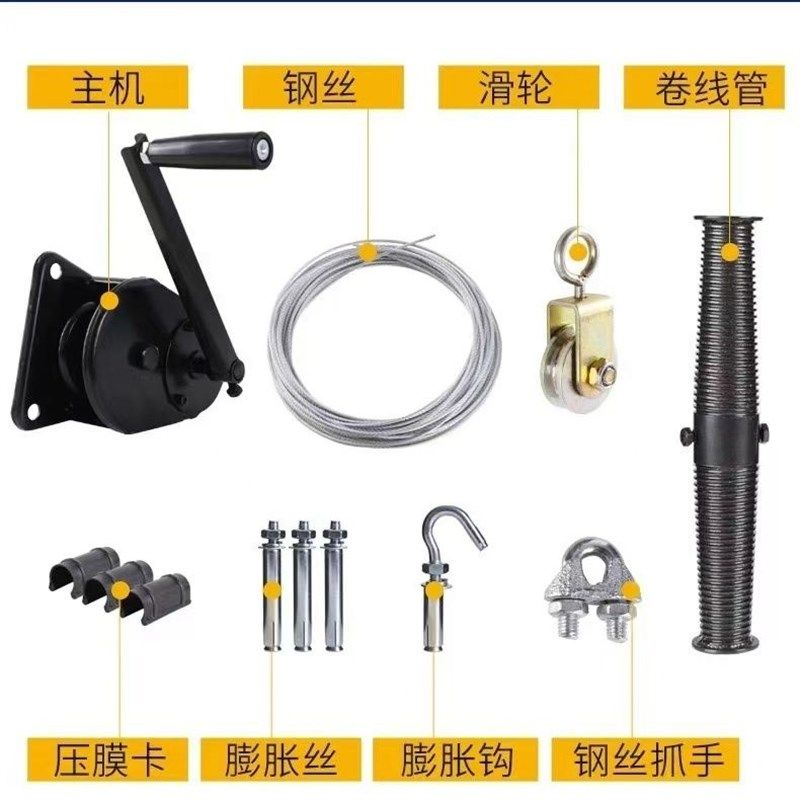 养殖场全钢手摇带自锁猪场卷帘升降器畜牧设备纯T铁篷布大棚卷帘