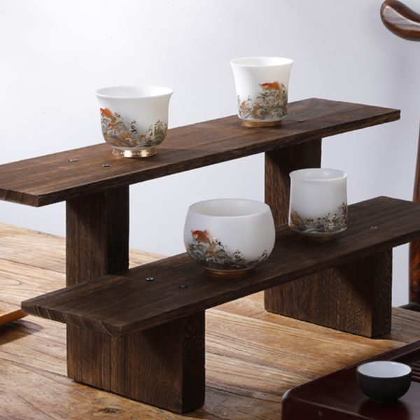 桐木实木博古架紫砂壶架子中式展示架小摆件茶具茶杯置物架