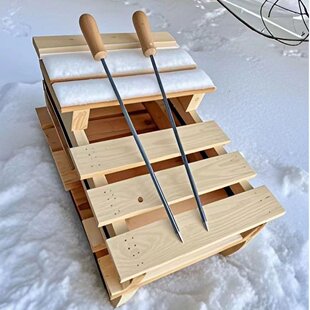 实木冰车滑冰车爬犁户外成人带座冰刀滑车木质儿童冰锥冰钎子