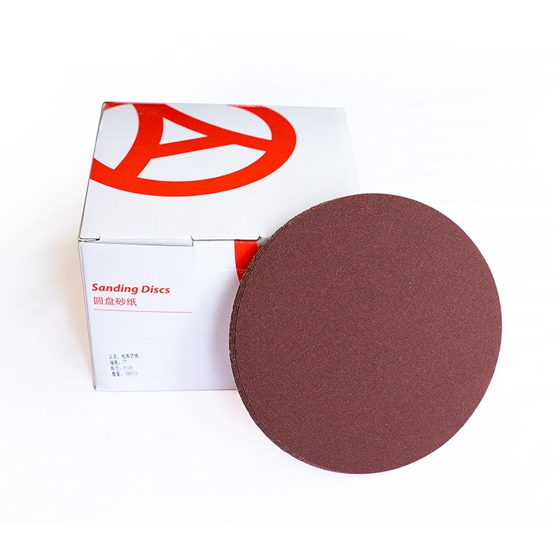 氧化铝植绒圆砂6寸7寸木工打磨8寸墙面抛光自粘红砂砂纸片厂