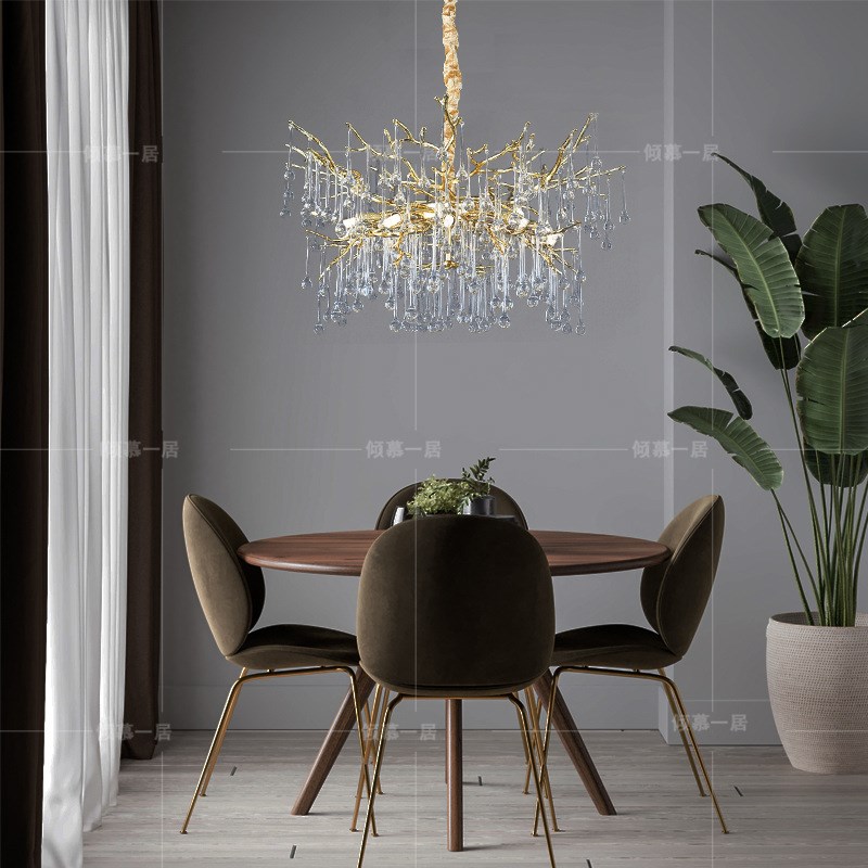 现代轻奢客厅吊灯创意水滴法式别墅餐厅艺术灯大气高品质树枝吊灯