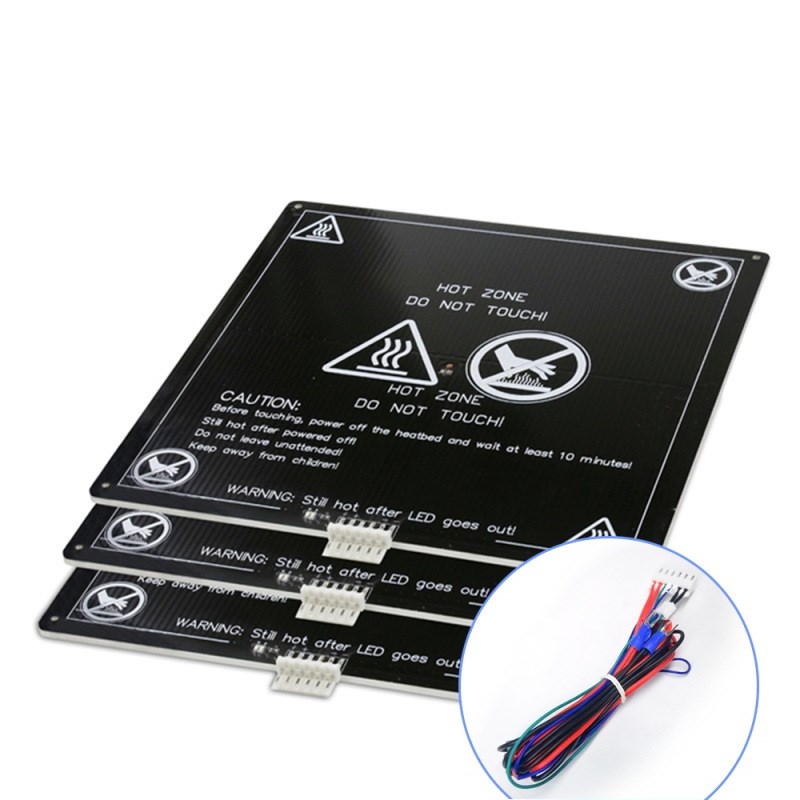 3D打印机铝基板热床套件 mk3平台加热板铝板配件 沉孔大尺寸带线