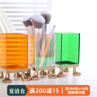 空之喵喵 ins风化妆刷收纳桶轻奢猫爪收纳O盒亚克力眼影刷收纳筒