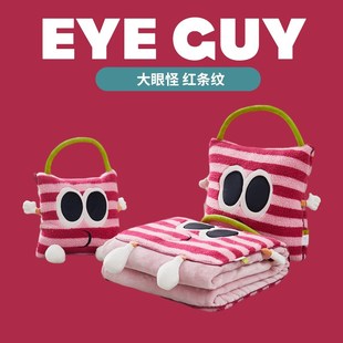 绒卡通可y爱单肩手提靠垫枕头被午休空调毯汽 两用抱枕被毯子i四季