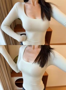李琴琴  早秋【cotton 系列】skim同款U领正肩掐腰显身材T恤
