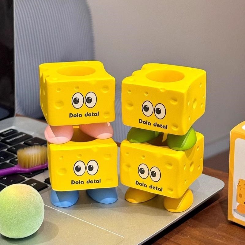 Dola detal芝士奶酪放牙刷架儿童可爱卡通免打孔卫生间洗手台置物