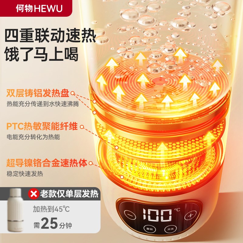 何物便携式热水壶恒温水杯婴儿外出专用冲奶神器无线保温调奶器