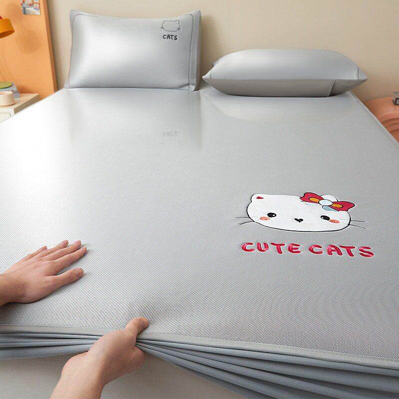可爱少女冰丝凉席夏季凉感空调席软席子三件套可水洗夏凉垫床席垫