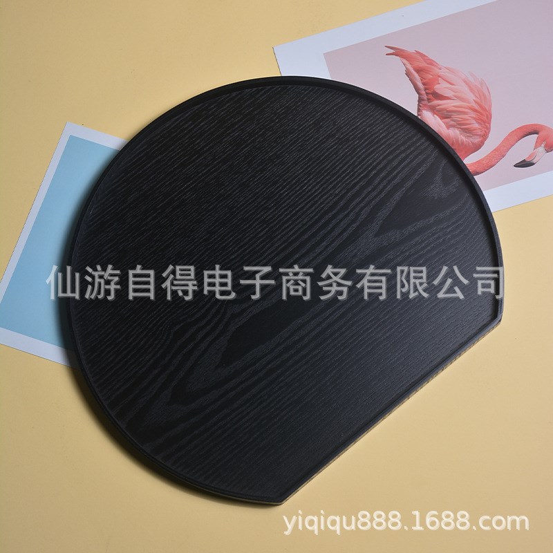 不圆托盘复古木盘木质半圆形盘子不规则形日式木盘创意木托盘商用