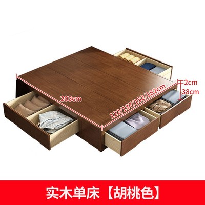 无床头榻榻米床黑色硬板床矮床落地床身无靠背床体床架实木床箱