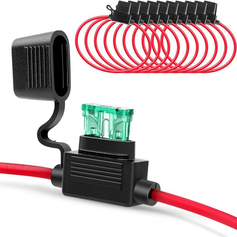 10 件装 14AWG线 带30A保险片 车用改装汽车游艇房车船舶保险丝座