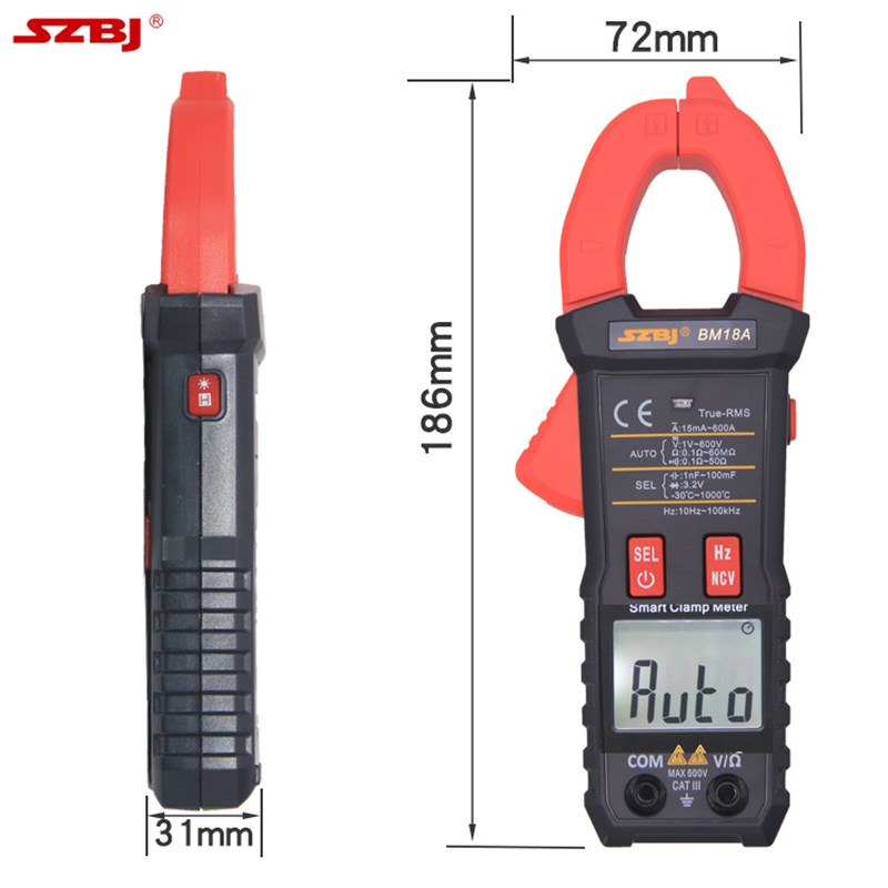 滨江BM18A智能自动识别钳形表高精度数字电流表电工家用万用表