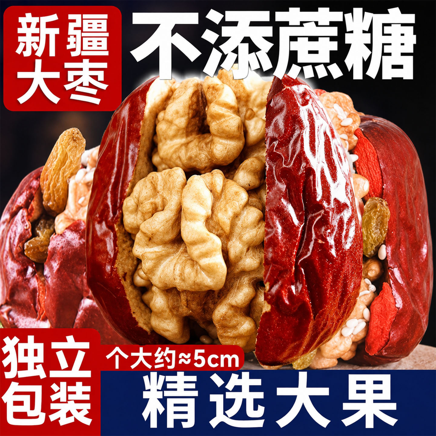 新疆枣夹核桃仁独立小包装新疆特产灰枣红枣去核无核孕妇儿童零食