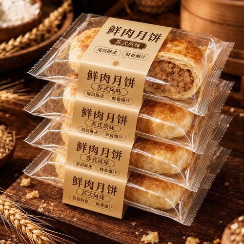 【老字号】鲜肉月饼鲜肉酥饼老上海特色苏式酥皮月饼速冻点心早餐