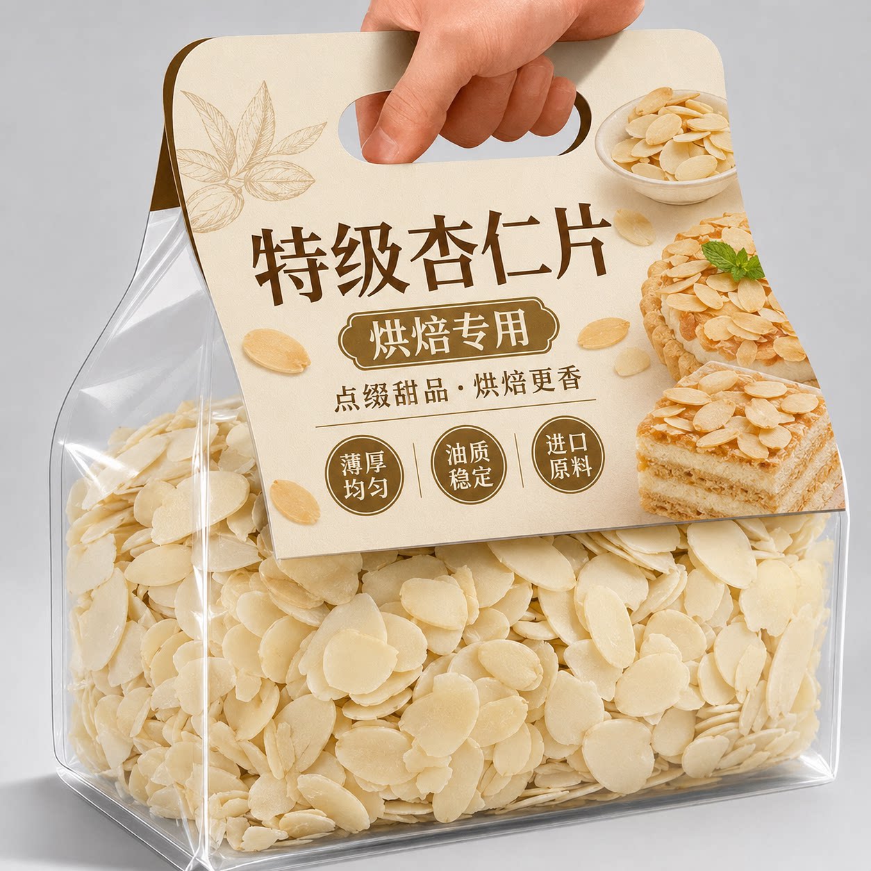 杏仁片烘焙专用原味散装扁桃仁薄切片杏仁蛋糕装饰糯米船原料商用图片