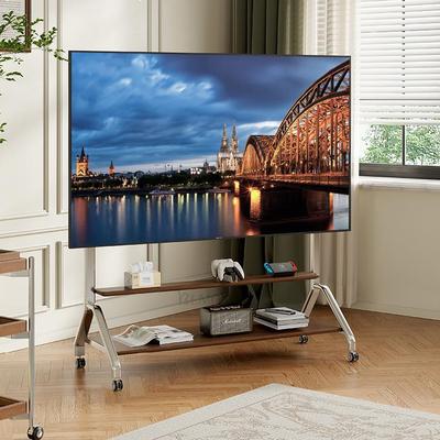 包豪斯可移动电视柜带轮支架实木落地60-85寸电视中古风客厅卧室