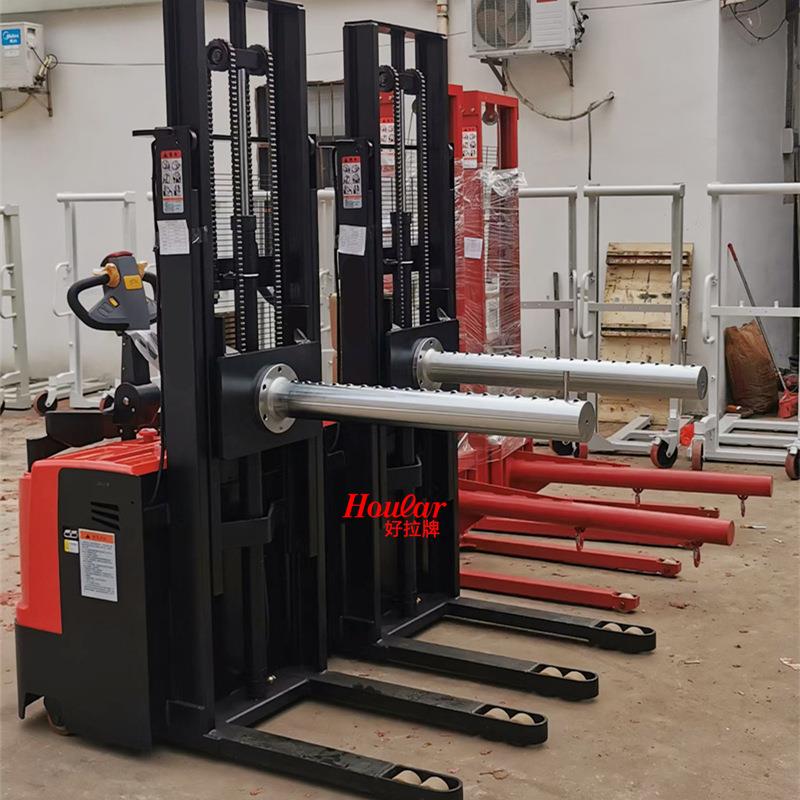 全电动单臂串杆炮筒堆高车升降纸筒卷膜叉车单轴上料炮杆