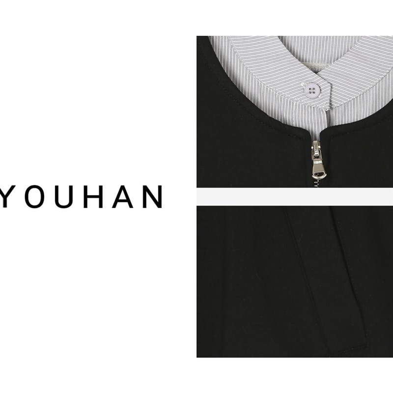 YYOUHAN 2025新款小众设计假两件竖纹衬衫背心两件套2508C4293