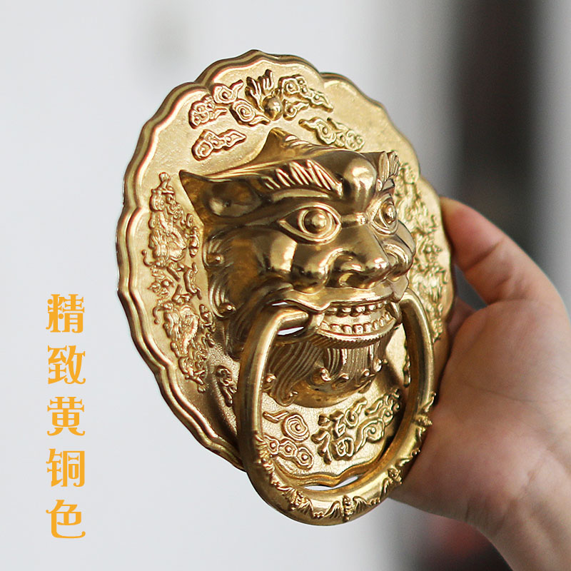 中式仿古纯铜兽头拉手大门狮子头虎头拉环复古典装饰木门环扣把手